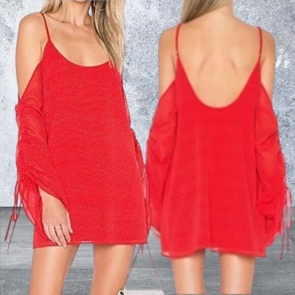 Lovers + Friends Red Trenton Paradise Cold Shoulder S - Picture 10 of 10